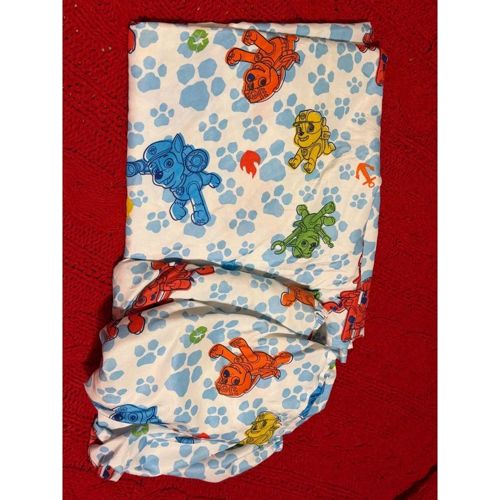 Nickelodeon Paw Patrol Toddler  Bed Sheet Set  Blue Paw Prints Pups Ployester